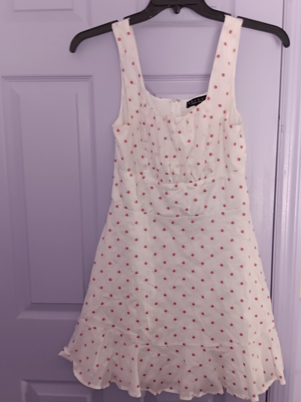 Trixxi | Juniors White Mini Dress with Red Polka Dots Size 5